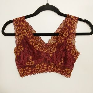 Gold and merlot bralette